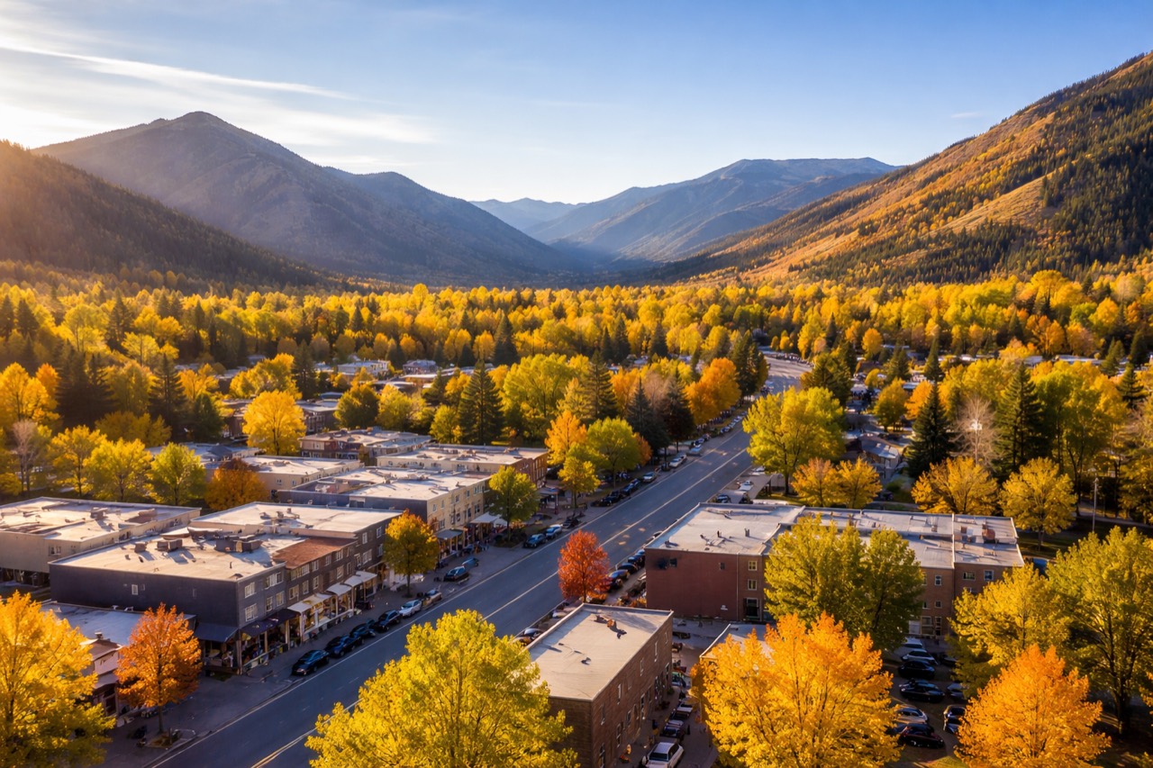 Downtown Hailey and the Wood River Valley in autumn light